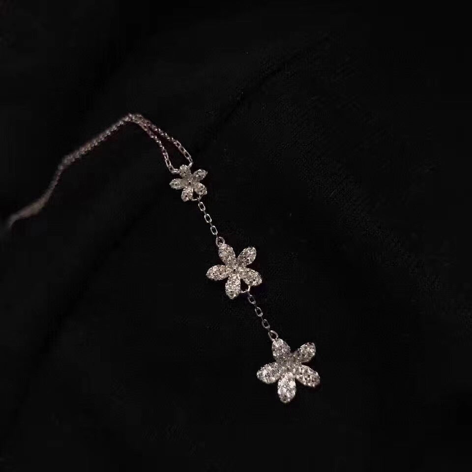 Triple CZ Five-Leaf Clover Necklace