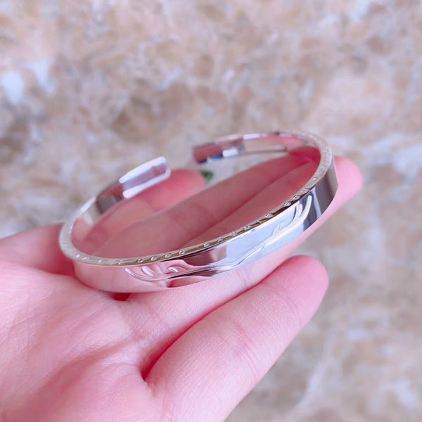 Antler Pattern Wide Band Open-Cuff Sterling Silver Bangle