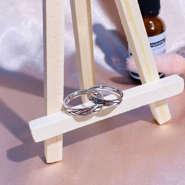 Basket Weave Band Sterling Silver Couple Rings