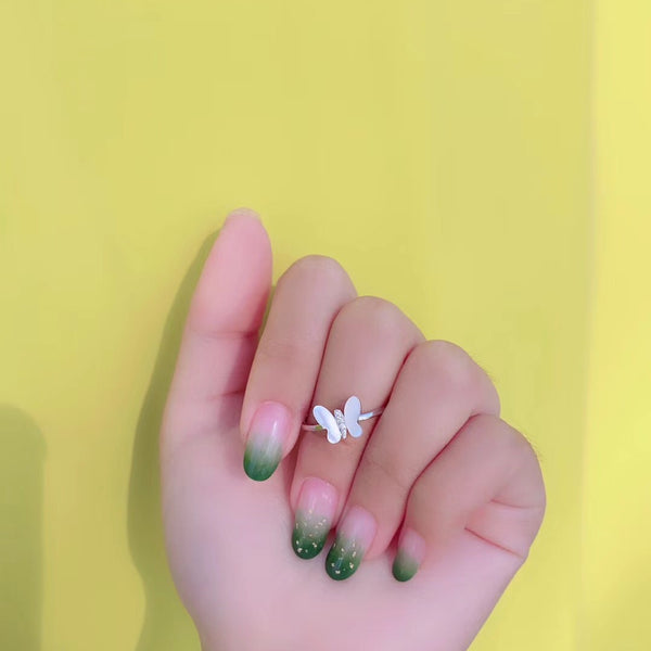 Butterfly With White Opal Wings Sterling Silver Ring