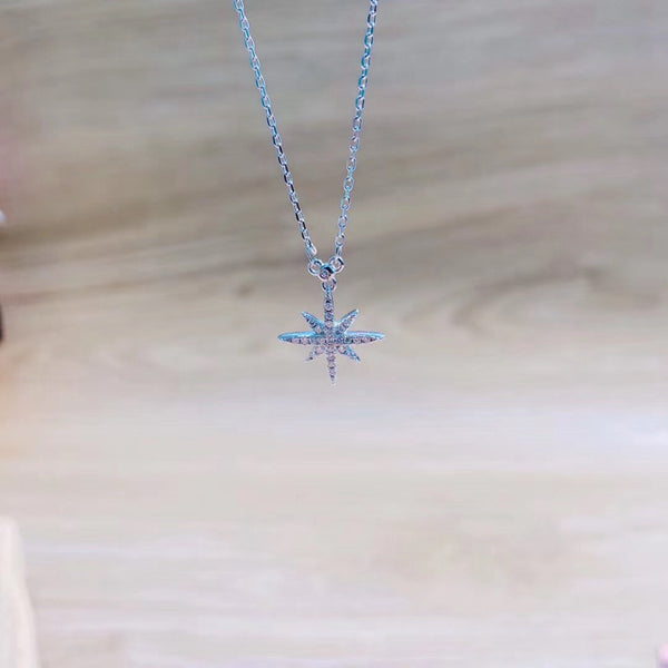 CZ Eight-pointed Star Necklace