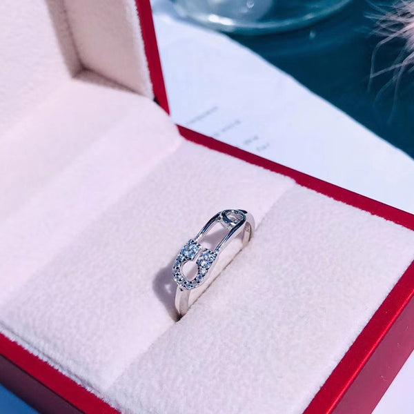CZ Pin Sterling Silver Ring