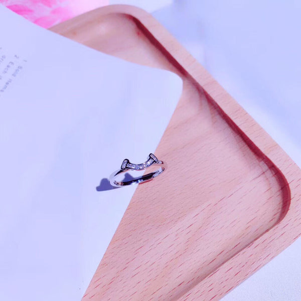 CZ Smile Curve Sterling Silver Ring