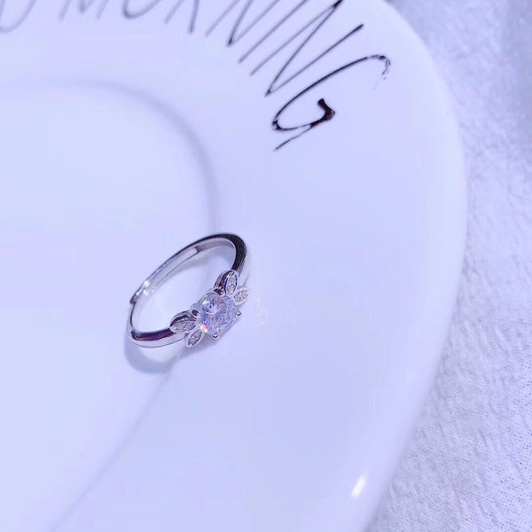 CZ butterfly sterling silver engagement ring