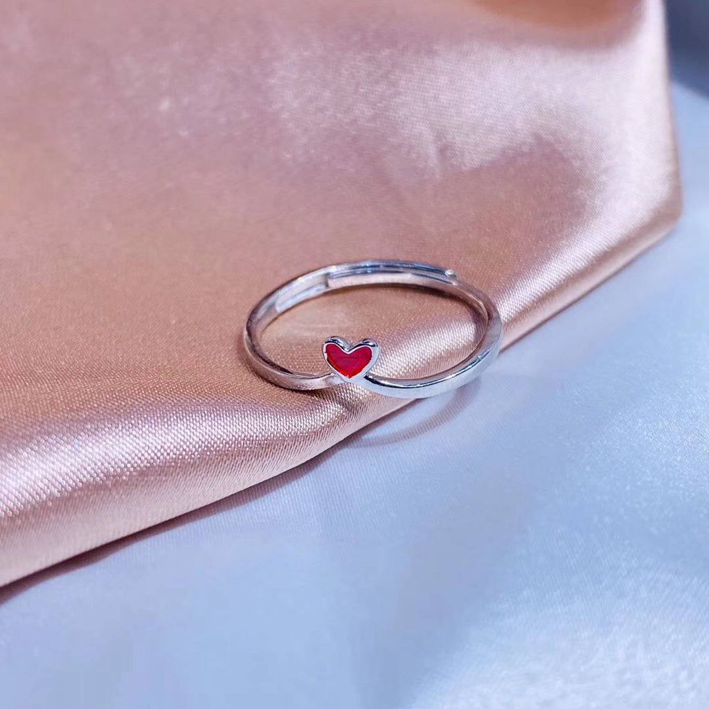 Cute Red Heart Sterling Silver Ring