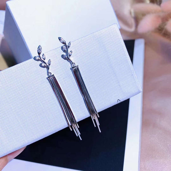 Cute Sprout Tassel Style Sterling Silver Earring