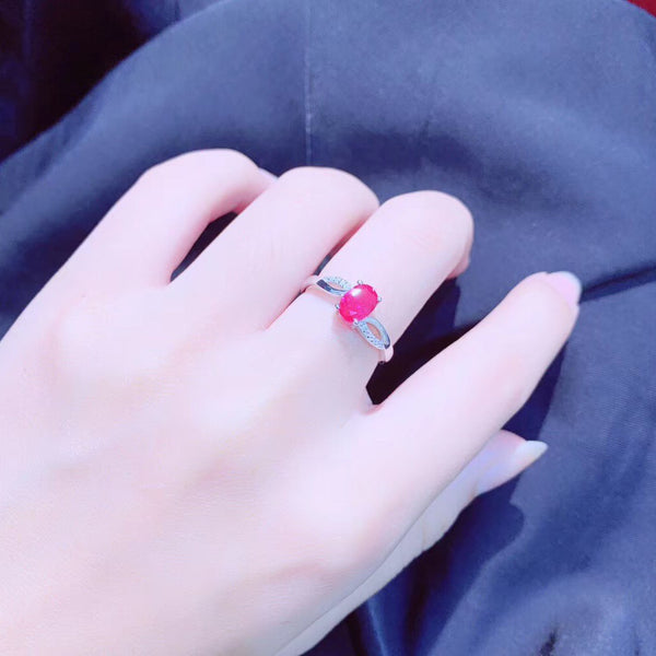 Cz Ruby Double Bridges Sterling Silver Ring