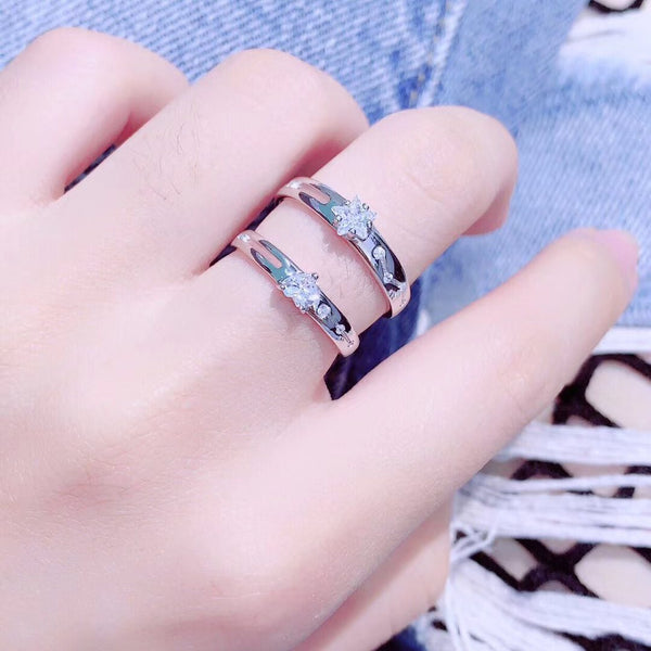 Cz Star Cz Heart Sterling Silver Couple Rings