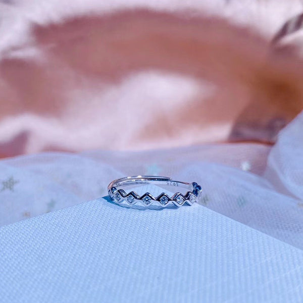 Cz rhombus array sterling silver ring