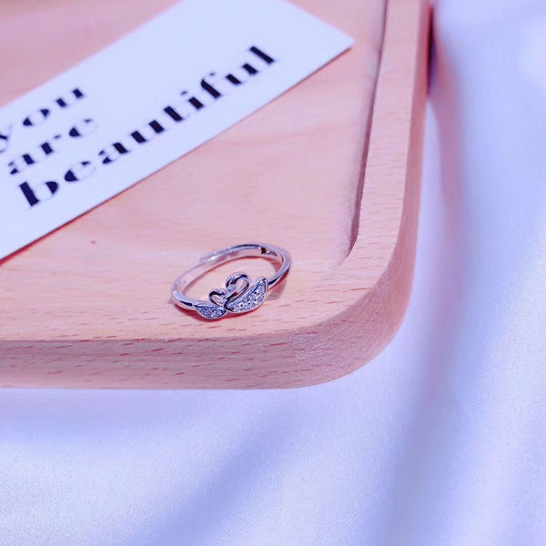 Double CZ Swan Sterling Silver Ring