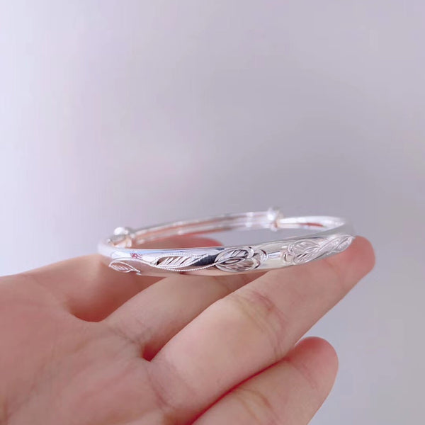 Double Flower Adjustable Size Sterling Silver Bracelet