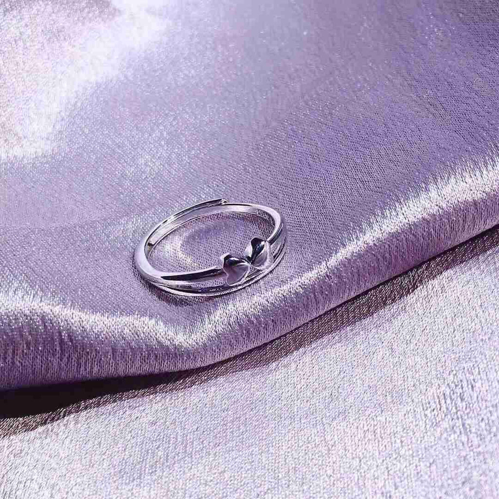 Double Hearts Double Band Sterling Silver Ring