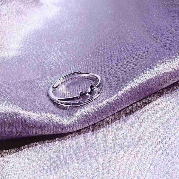 Double Hearts Double Band Sterling Silver Ring