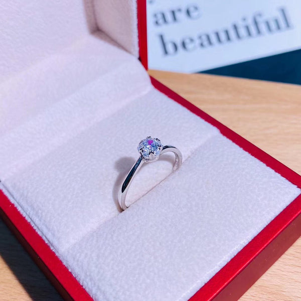 Flower Style CZ Solitaire Sterling Silver Ring