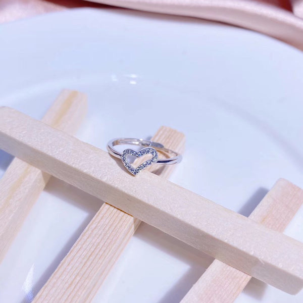 CZ Stacking Hollow Heart Sterling Silver Ring