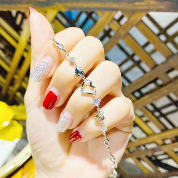 Multiple Hearts Sterling Silver Chain Bracelet