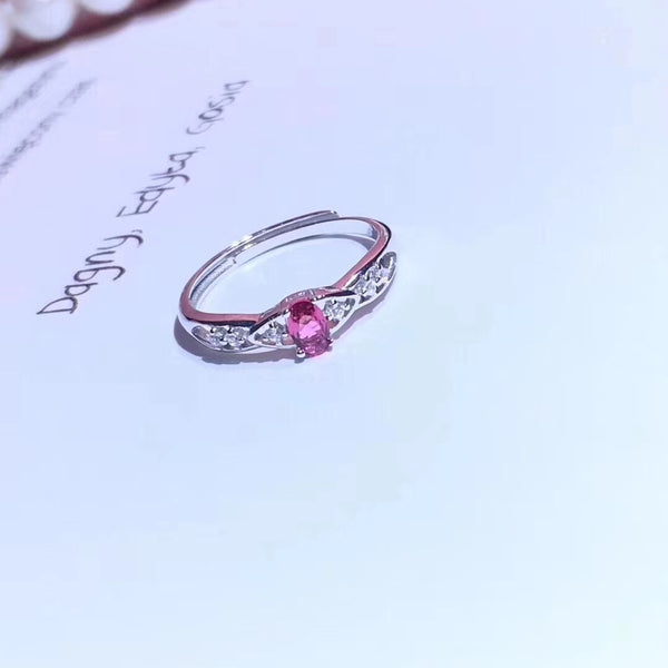 Pink Cz Solitaire Cz Bridge Sterling Silver Ring