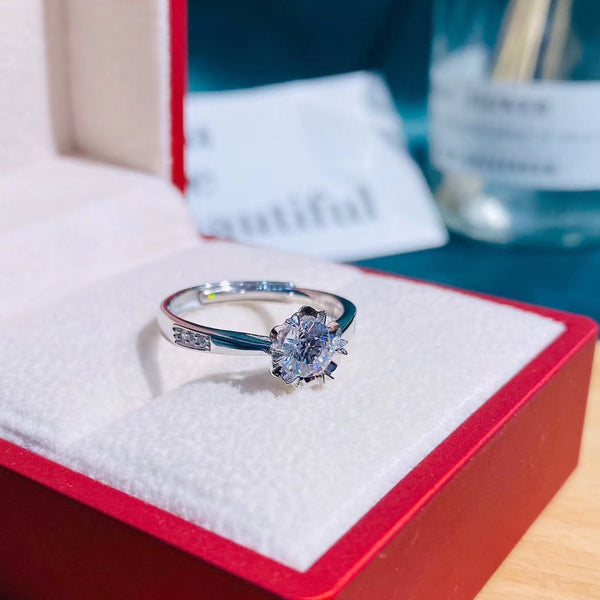 Round Cz Solitaire Different Width Band Sterling Silver Ring