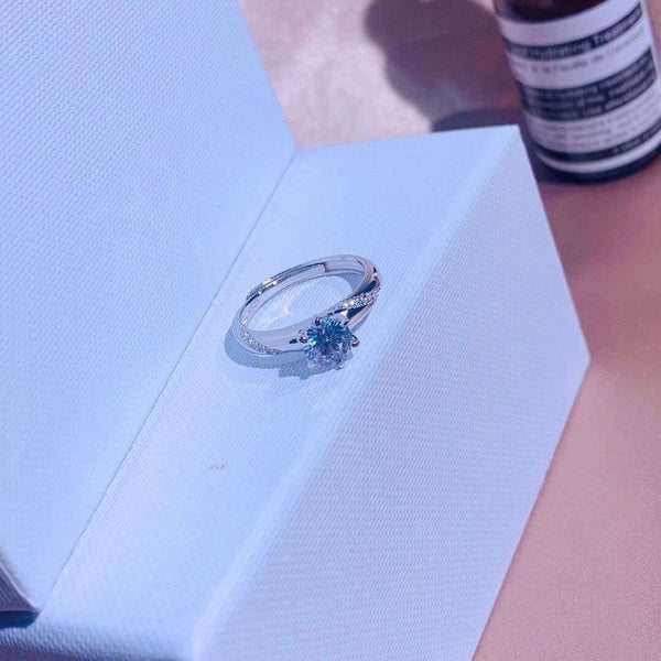 Round CZ Solitaire Helix CZ Band Sterling Silver Ring