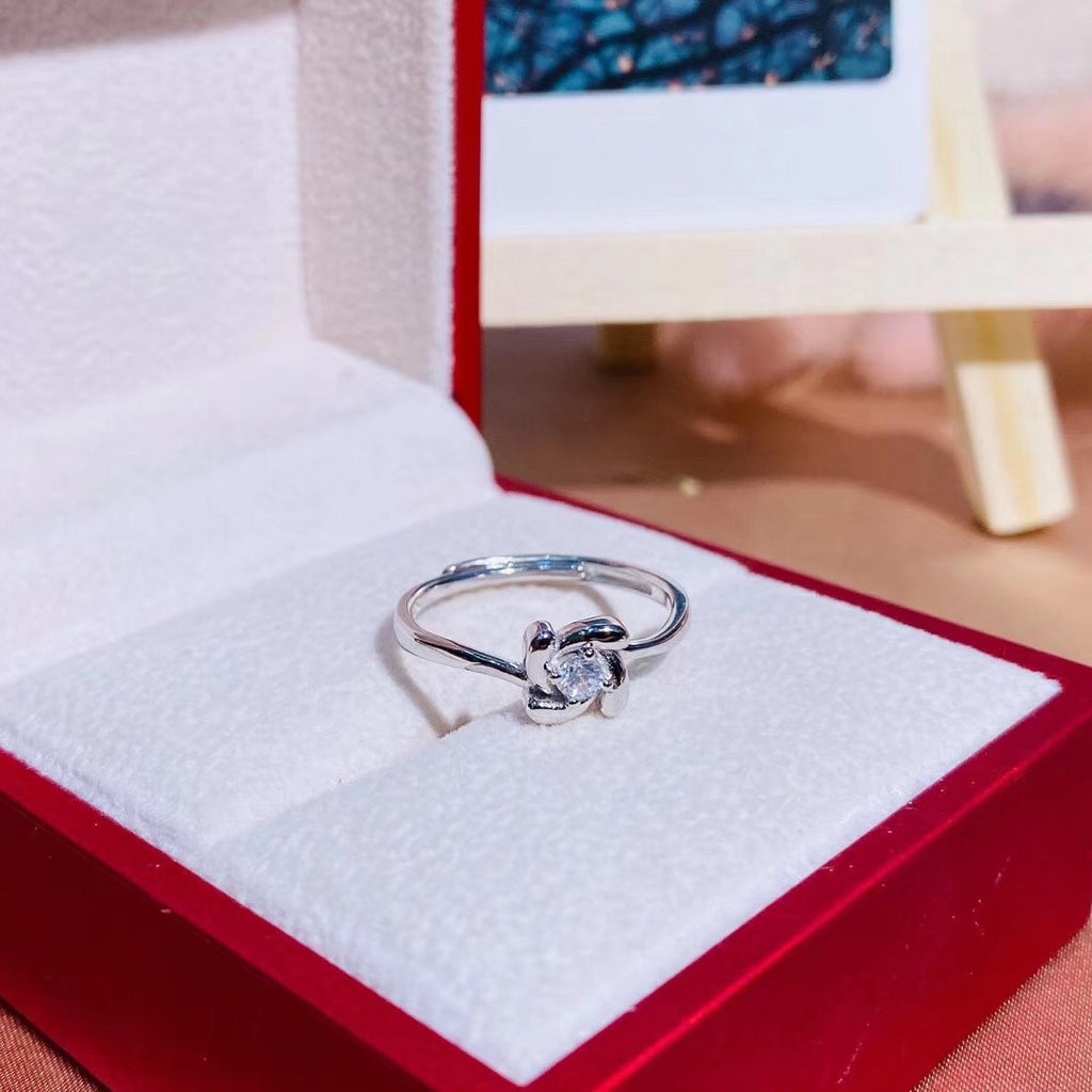 Round CZ Solitaire Windmill Style Sterling Silver Ring