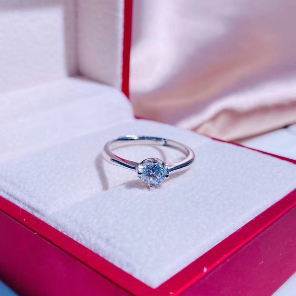 Round CZ Solitaire Sterling Silver Engagement Ring