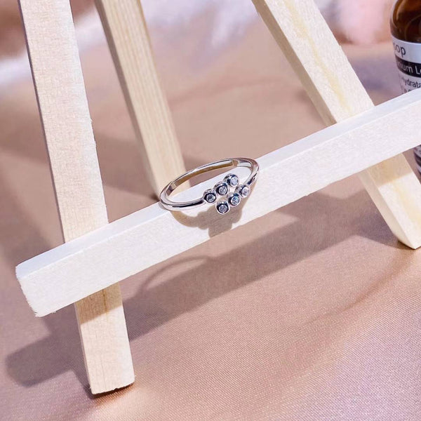 Six Round CZ Stone Sterling Silver Open Ring