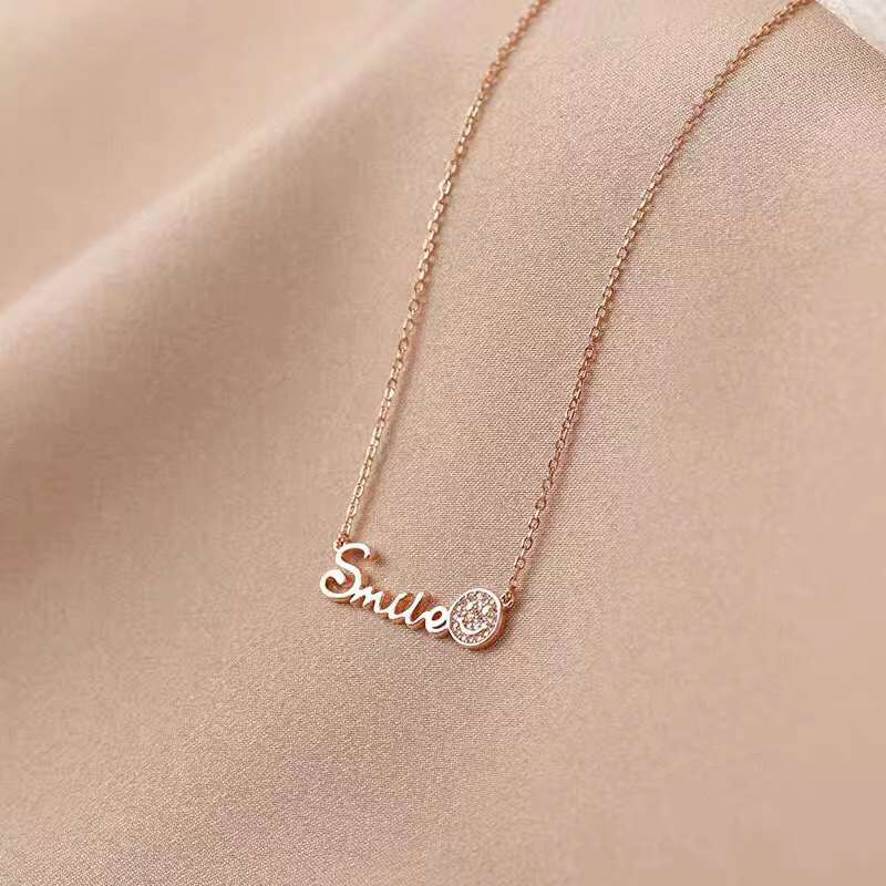 Rose Gold Smile Face Pendant Necklace