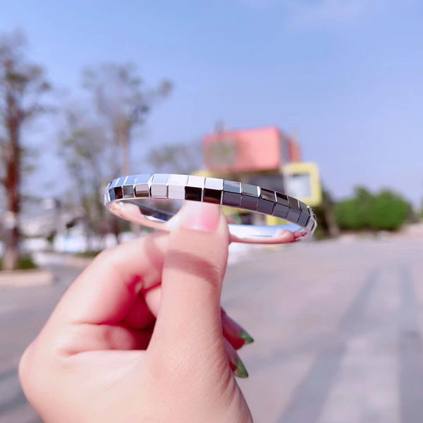 Stacked Smooth Square Sterling Silver Open Cuff Bracelet