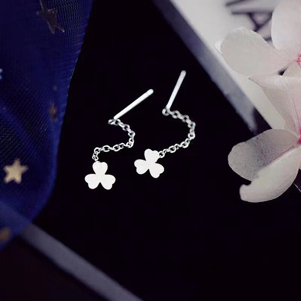 Sterling Silver Clover Threader Earring