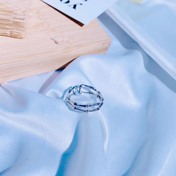 Sterling Silver Double Band Bamboo-Shape Rings