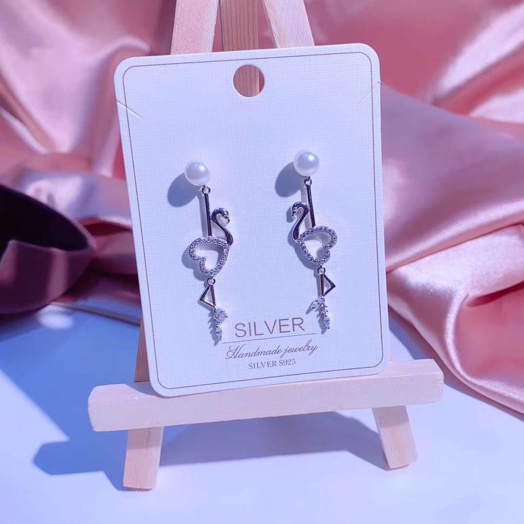 Sterling Silver Flamingo Tassel Style Earring