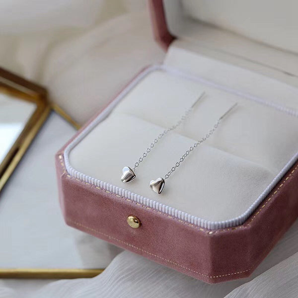 Sterling Silver Heart Pendent Threader Earring