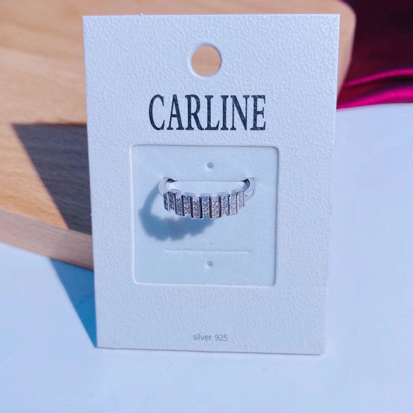 Sterling Silver Vertical Stripe CZ Ring