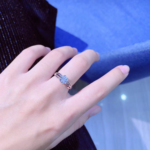 Sterling silver CZ solitaire eight claws engagement ring