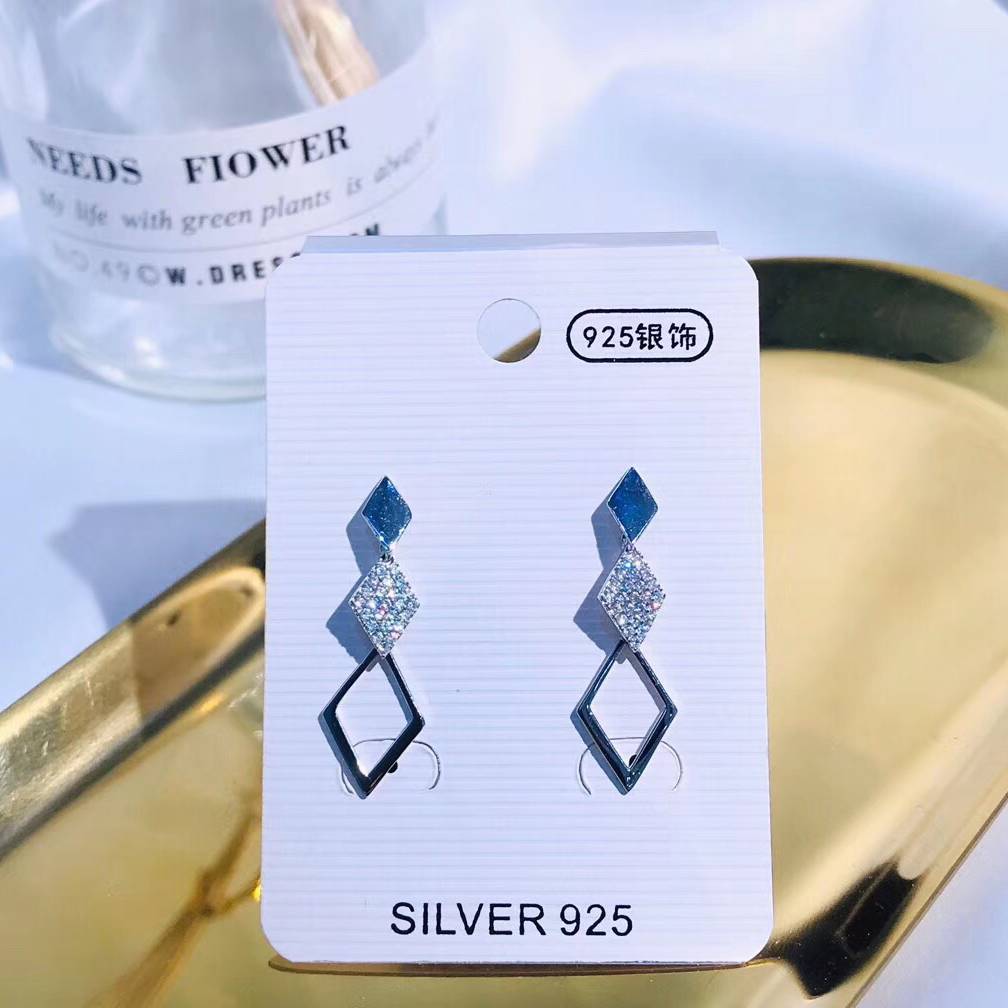 Triple Rhombuses Sterling Silver Earring