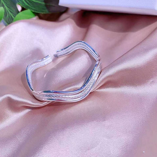 Triple Wavy Line Open Cuff Sterling Silver Bangle Bracelet