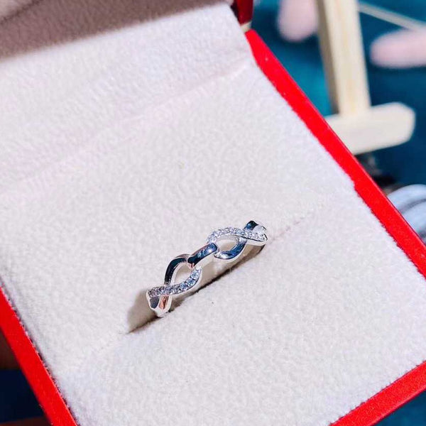 Twisted CZ Band Sterling Silver Ring