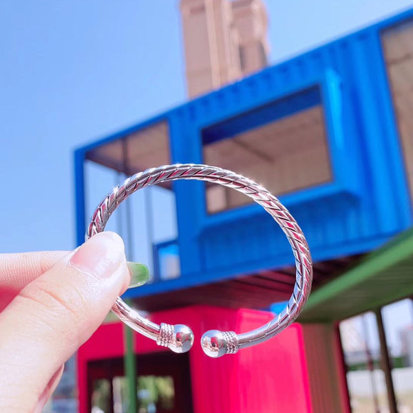 Twisted Open Cuff Sterling Silver Bangle Bracelet