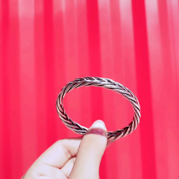 Vintage Design Braided Open-Cuff Sterling Silver Bangle Bracelet